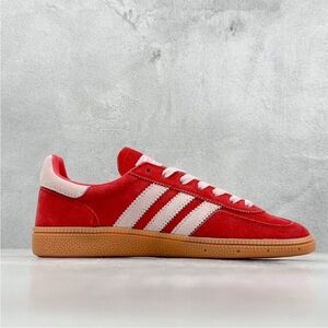 NWT Adidas Handball Spezial Gum Sole Sneaker Red & Pink Stripes/Laces